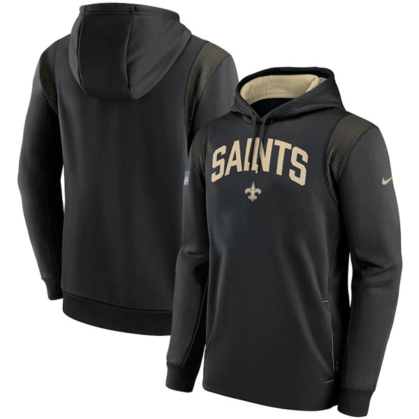 New Orleans Saints Black Sideline Stack Performance Pullover Hoodie 002 - Zenithce