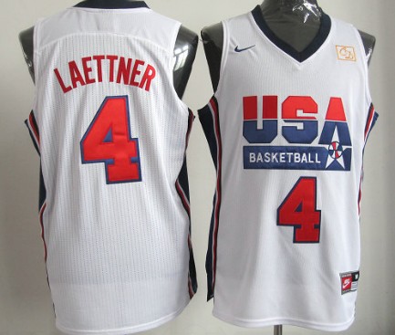 1992 Olympics Team USA #4 Christian Laettner White Swingman Jersey - Zenithce