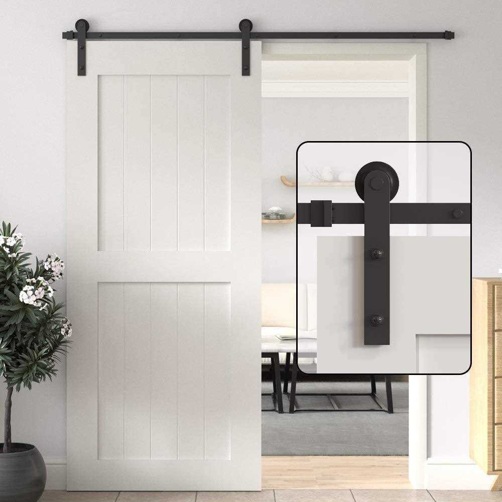 WINSOON 5/6/8/10/12/13/15/16FT Black Straight Design Sliding Roller Barn Single Wood Door Hardware Closet Track Kit Set - Zenithce