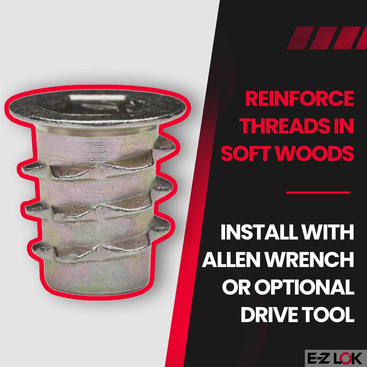 E-Z LOK Threaded Insert for Hard Wood Brass Thread Inserts - Zenithce