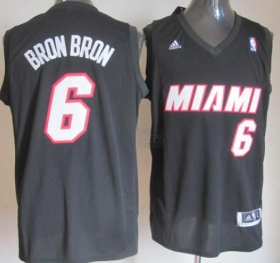 Miami Heat #6 Bron Bron Black Fashion Jersey - Zenithce