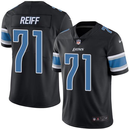Lions #71 Riley Reiff Black Stitched Limited Rush Nike Jersey - Zenithce