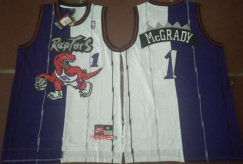 Toronto Raptors #1 Tracy McGrady Purple White Two Tone Stitched Hardwood Classic Swingman Jersey - Zenithce