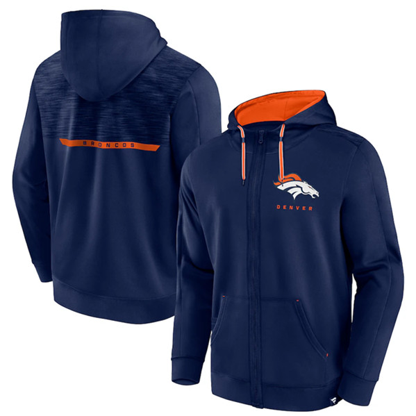 Denver Broncos Navy Defender Evo Full-Zip Hoodie - Zenithce