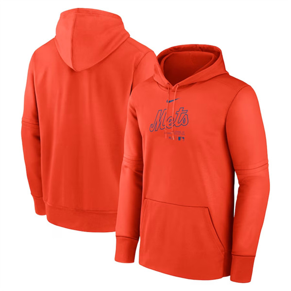 New York Mets Orange Collection Practice Performance Pullover Hoodie - Zenithce