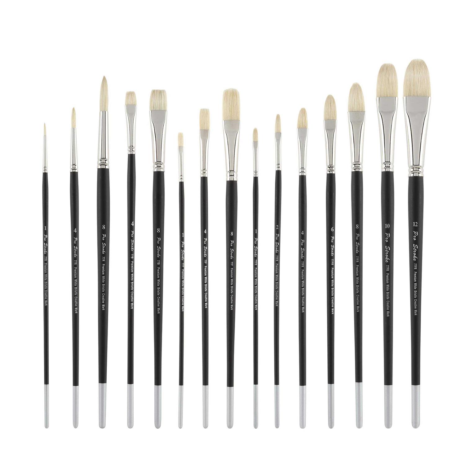 Creative Mark Paint Brush Set Mimik Hog Professional Synthetic Hog Bristle Brushes for Acrylics - Zenithce