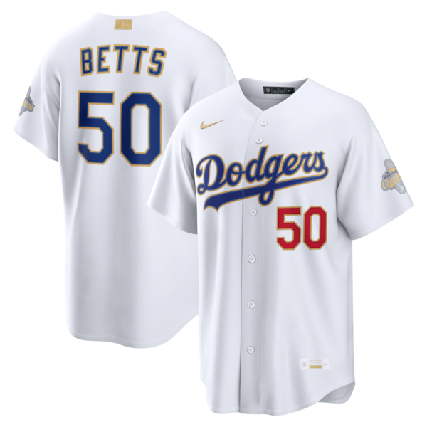 Los Angeles Dodgers #50 Mookie Betts Nike White 2026 Gold Collection Stadium Jersey - Zenithce