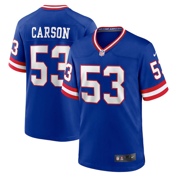 New York Giants #53 Harry Carson Royal Stitched Game Jersey - Zenithce