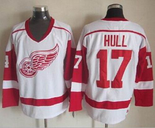 Red Wings #17 Brett Hull White CCM Throwback Stitched Jersey - Zenithce