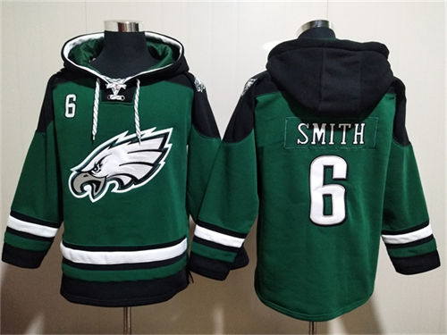 Philadelphia Eagles #6 DeVonta Smith Green Lace-Up Pullover Hoodie - Zenithce