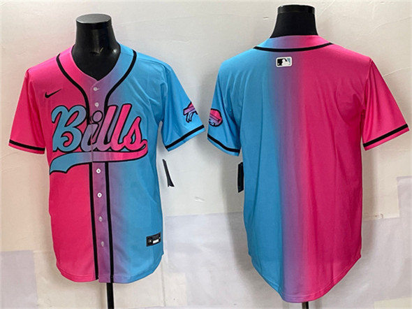 Buffalo Bills Blank Pink Blue Limited Stitched Jersey - Zenithce