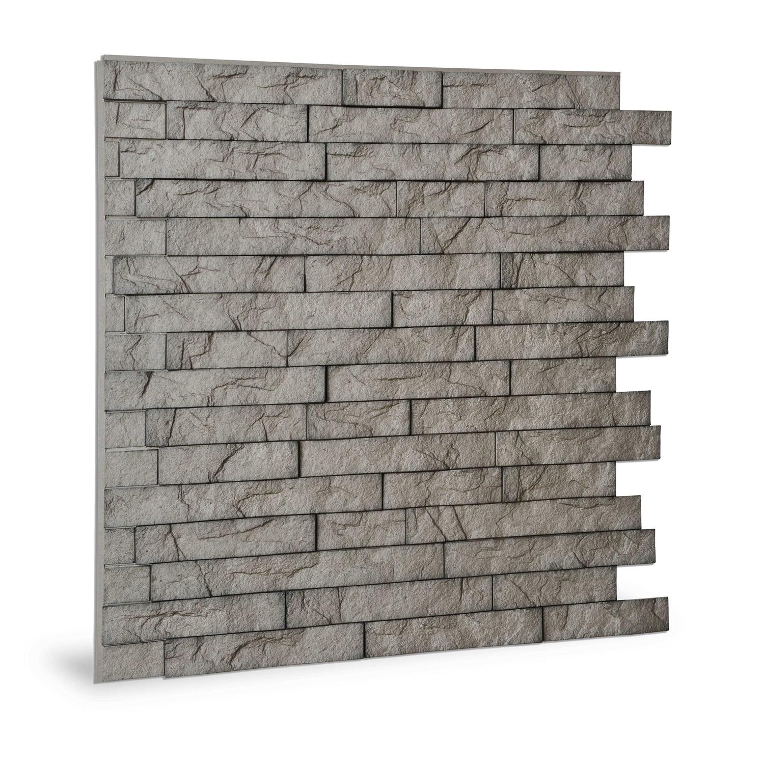 Innovera Decor by Palram 24 in. x 24 in. Ledge Stone PVC Seamless 3D Wall Panels - Zenithce