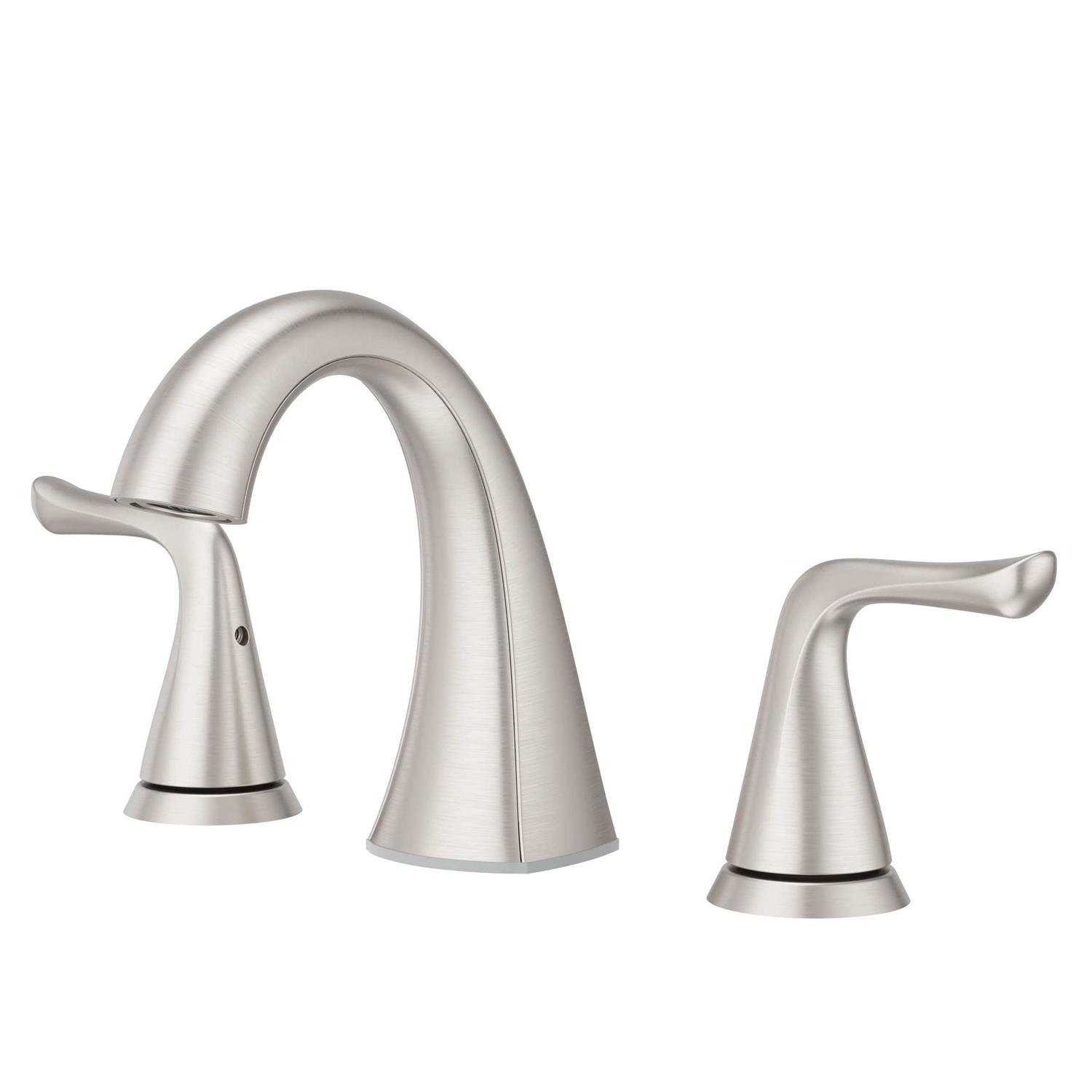 Pfister Widespread Brushed Nickel Masey 2-Handle WaterSense Bathroom Sink Faucet with Drain - Zenithce