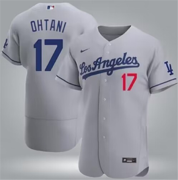 Los Angeles Dodgers #17 Shohei Ohtani Gray Flex Base Stitched Jersey - Zenithce