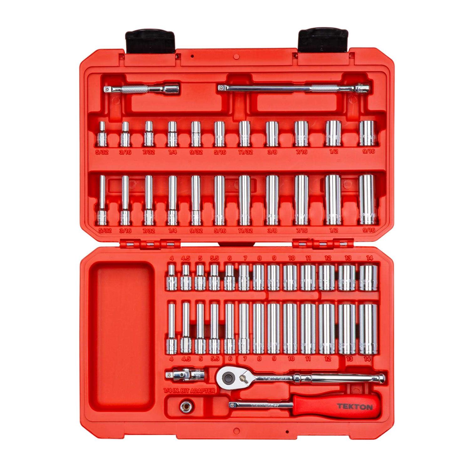 Tekton 1/4 Inch Drive 12-Point Socket and Ratchet Set SKT05302 - Zenithce