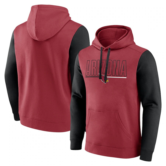 Arizona Cardinals Cardinal Black Outline Pullover Hoodie - Zenithce