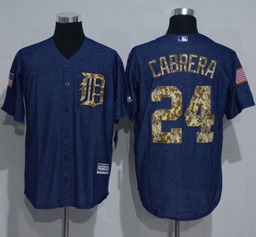 Tigers #24 Miguel Cabrera Denim Blue Salute To Service Stitched Jersey - Zenithce