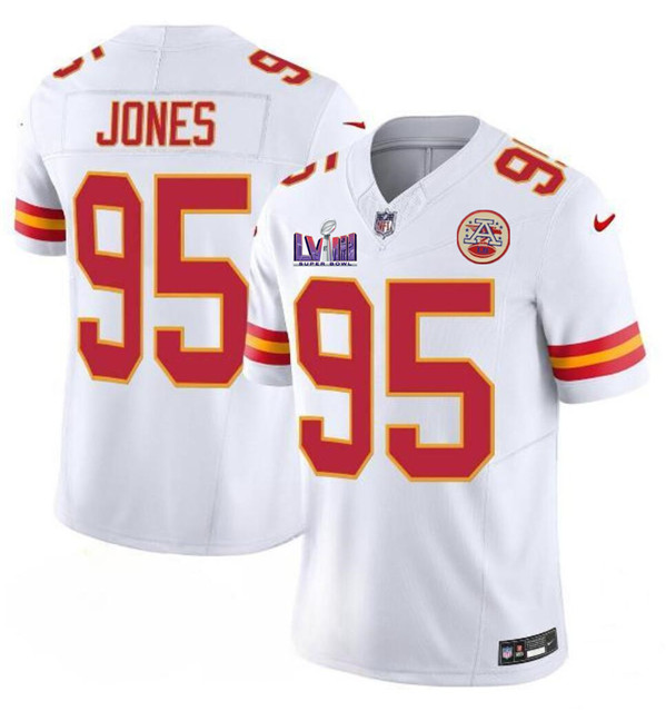 Kansas City Chiefs #95 Chris Jones White 2024 F.U.S.E. Super Bowl LVIII Patch Vapor Untouchable Limited Stitched Jersey - Zenithce