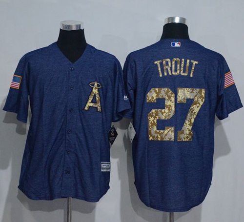 Angels Of Anaheim #27 Mike Trout Denim Blue Salute To Service Stitched Jersey - Zenithce