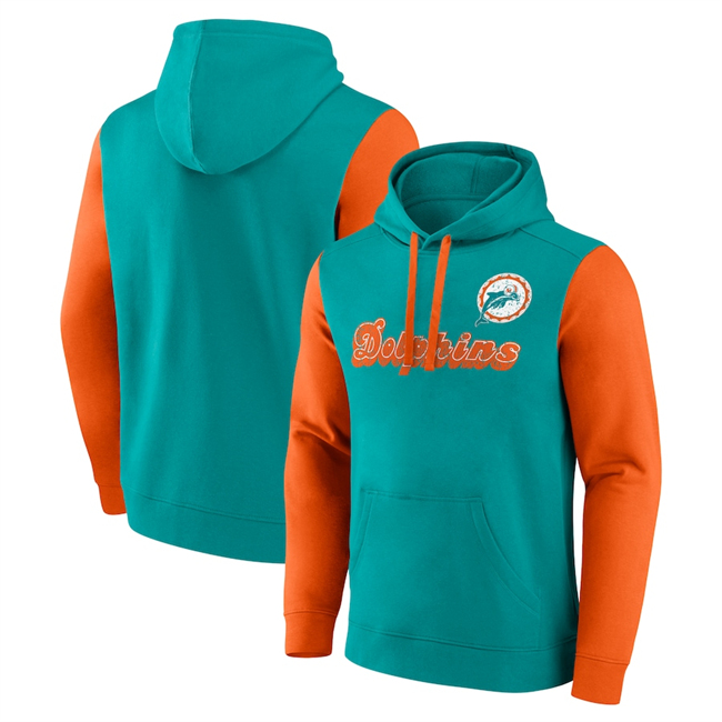 Miami Dolphins Aqua Orange Fleece Pullover Hoodie - Zenithce