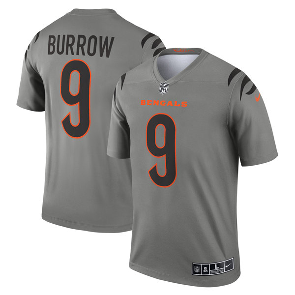 Cincinnati Bengals #9 Joe Burrow Gray Stitched Jersey - Zenithce
