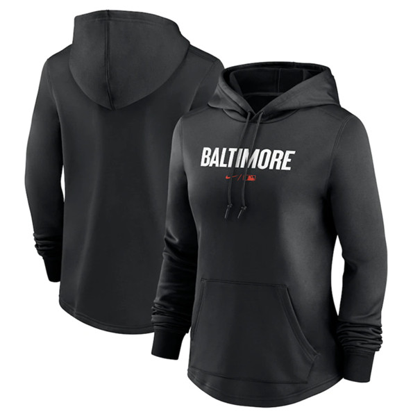 Women's Baltimore Orioles Black 2023 City Connect Performance Pullover Hoodie(Run Small) - Zenithce