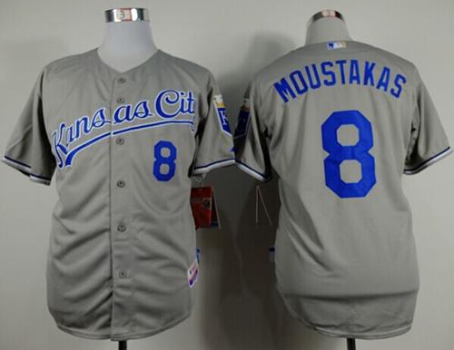 Royals #8 Mike Moustakas Grey Cool Base Stitched Jersey - Zenithce