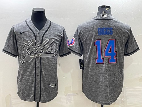 Buffalo Bills #14 Stefon Diggs Gray With Patch Cool Base Stitched Baseball Jersey - Zenithce