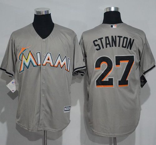 Marlins #27 Giancarlo Stanton Grey New Cool Base Stitched Jersey - Zenithce