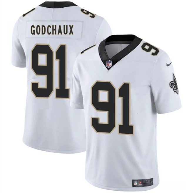 New Orleans Saints #91 Davon Godchaux White 2025 Vapor Limited Stitched Jersey - Zenithce