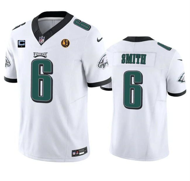 Philadelphia Eagles #6 DeVonta Smith White 2023 F.U.S.E. With 1-Star C Patch And John Madden Patch Vapor Limited Stitched Jersey - Zenithce