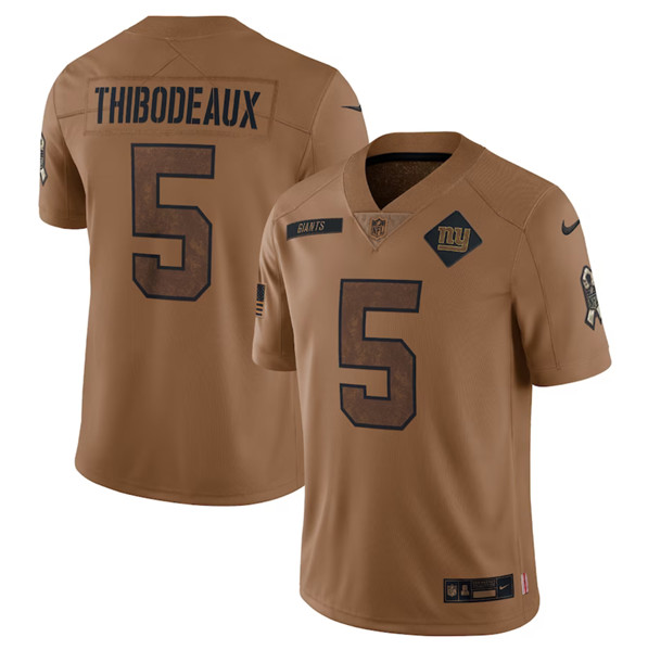 New York Giants #5 Kayvon Thibodeaux 2023 Brown Salute To Service Limited Stitched Jersey - Zenithce