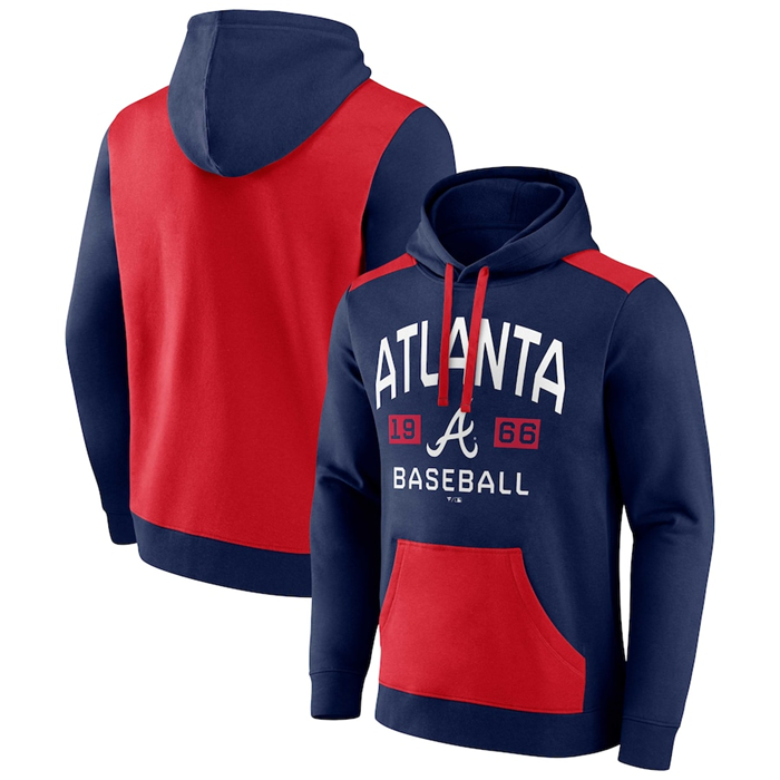Atlanta Braves Navy Red Chip In Pullover Hoodie - Zenithce