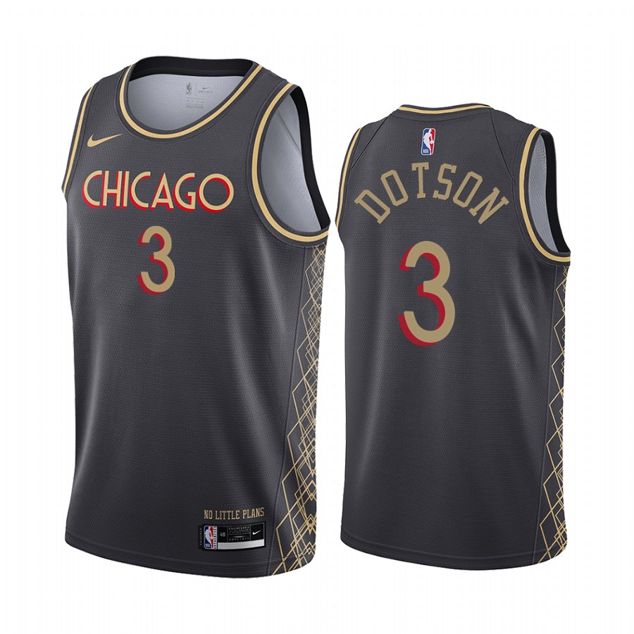Bulls #3 Devon Dotson Black Swingman 2020-21 City Edition Jersey - Zenithce