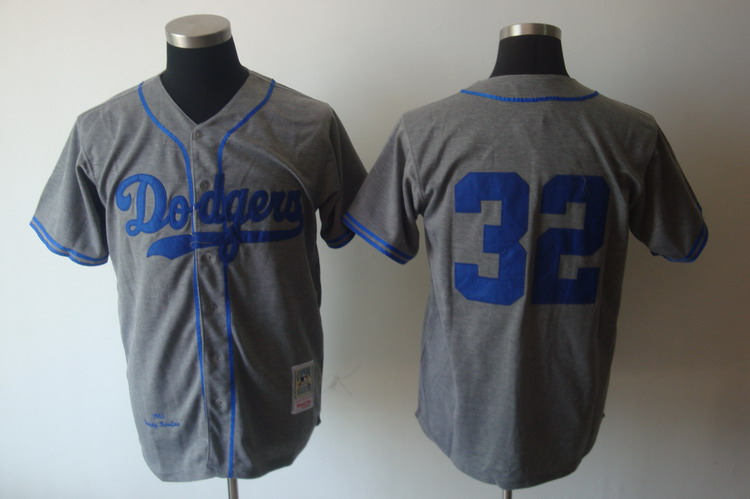 Mitchell And Ness Dodgers #32 Sandy Koufax Grey Stitched Throwback Jersey - Zenithce