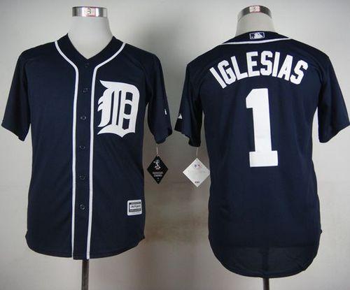 Tigers #1 Jose Iglesias Navy Blue Cool Base Stitched Jersey - Zenithce