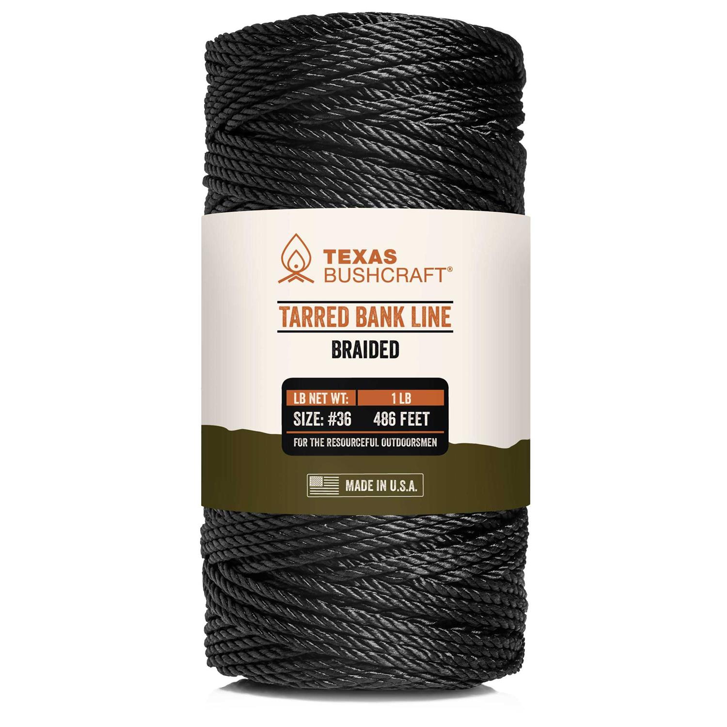Texas Bushcraft Tarred Bank Line Twine #36 Black Nylon String for Fishing, Camping and Outdoor Survival - Zenithce