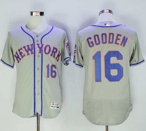 Mets #16 Dwight Gooden Grey Flexbase Authentic Collection Stitched Jersey - Zenithce