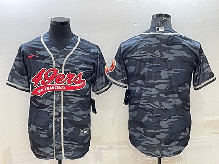 San Francisco 49ers Blank Gray Camo With Patch Cool Base Stitched Baseball Jersey - Zenithce