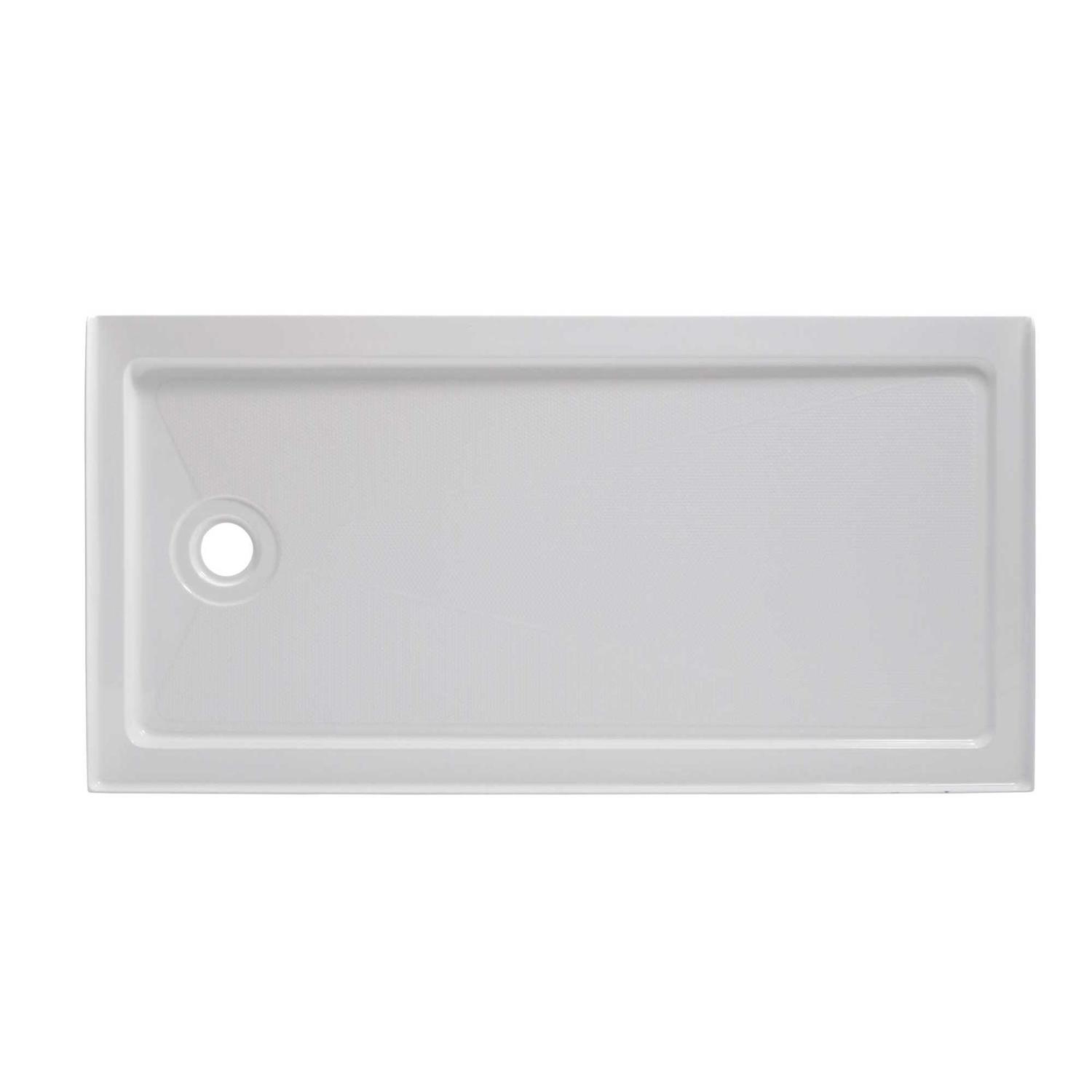CRAFT + MAIN 60 in. x 30 in. Single Threshold Right Drain Shower Base in White - Zenithce