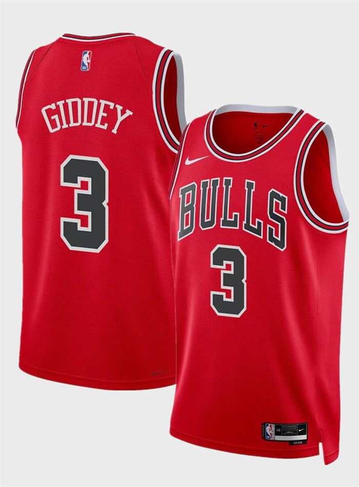 Chicago Bulls #3 Josh Giddey Red Icon Edition Stitched Jersey - Zenithce