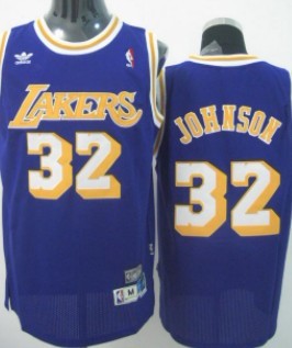 Los Angeles Lakers #32 Magic Johnson Purple Swingman Throwback Jersey - Zenithce