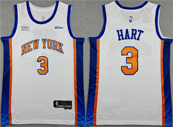 New Yok Knicks #3 Josh Hart White 2024-25 City Edition Stitched Jersey - Zenithce