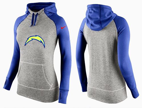 Women's Nike San Diego Chargers Performance Hoodie Grey   Blue_2 - Zenithce