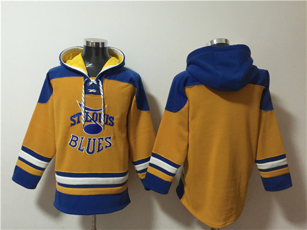 St. Louis Blues Blank Yellow Ageless Must-Have Lace-Up Pullover Hoodie - Zenithce