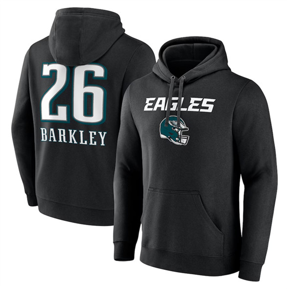 Philadelphia Eagles #26 Saquon Barkley Black Name Number Team Pullover Hoodie - Zenithce