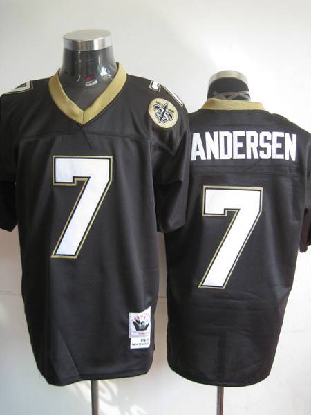Mitchell And Ness Saints #7 Morten Andersen Black Stitched Throwback Jersey - Zenithce