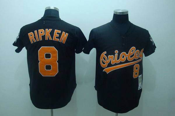 Mitchell And Ness Orioles #8 Cal Ripken Stitched Black Throwback Jersey - Zenithce