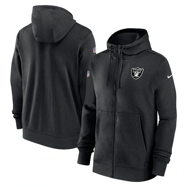 Las Vegas Raiders Black Sideline Club Performance Full-Zip Hoodie - Zenithce