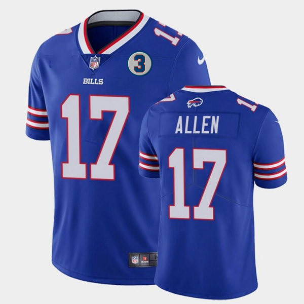 Buffalo Bills #17 Josh Allen Blue With NO.3 Patch Vapor Untouchable Limited Stitched Jersey - Zenithce
